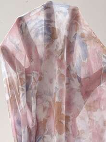 SHEIN 孕妇优雅印花V领荷叶袖连衣裙，夏季 - 彩色 - 查看 6