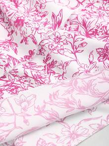 Vestido de verano elegante y casual con cuello cuadrado, mangas abullonadas, cintura ceñida y estampado, para vacaciones - Rosa Pálido - Ver 7