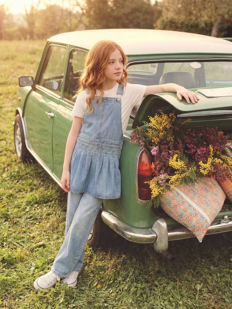 Denim Pinafore Dress For Women, Layered Slim-Fit Casual Denim Dress Suit For Summer Vacation