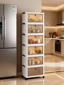 1 pieza Armario organizador plegable y multiusos de múltiples capas sin herramientas para dormitorio, sala de estar, dormitorio, ahorro de espacio en el hogar - transparente - Ver 4