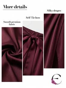 ELLERISSA Curve Elegant Formal Wrap Skirt For Women, Burgundy Satin High Waist Gruched Midi Skirt, Casual Work Skirt, Plus Size Bottoms For Women, Office Outfits, Wedding Guest Skirts, Wrap Skirt, Professional Wear, Page of the Midi Skirt - Màu tím - Xem 7
