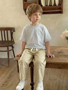 LMoss Kids Jeans blancos holgados y entallados para niños - Caqui - Ver 4