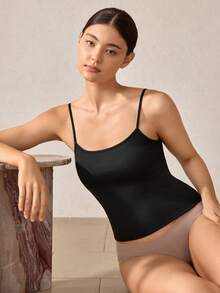 Veilyse 1 Áo Yếm Cơ Bản Mùa Hè Cho Nữ, Áo Tank Top Có Gân Như Áo Trong Hoặc Áo Khoác Ngoài Để Che Ngực - màu đen - Xem 1