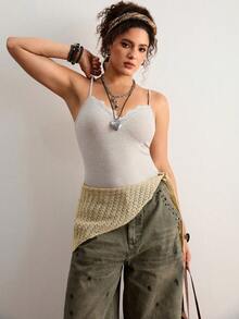 Freevana 2026 Spring/Summer Plus Size Fashionable Elegant Beach Resort Sweater Top - Gold - View 6