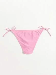 Swim Vcay Women's Solid Color Twist Side Bikini Bottom, Sexy Beach Vacation Style - Baby Pink - View 2