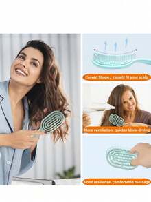1/2PCS Macaron Color Hollow Massage Hair Brush, Wet & Dry Detangling Comb For Voluminous Hair, Travel Essential For Women Men, Back To School Vacation, Hair Styling Tool - Multicolor - View 6