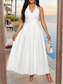 SHEIN Lady 女士长裙 - 白色 - 查看 1