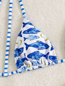 Swim Vcay Bộ bikini 2 mảnh thời trang ngọt ngào thắt nơ vai, không gọng, có đệm mút rời, gợi cảm dành cho nữ, thích hợp cho bãi biển và sân bay. - Màu xanh lam - Xem 7