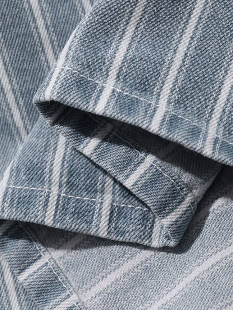 Women's Casual Striped Shirt And Denim Skirt 2-Piece Set, Suitable For Spring And Summer