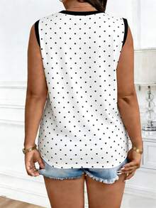 EMERY ROSE Blusa sin mangas para mujer, con patrón de lunares en contraste, versátil y de moda, linda para ir al trabajo y volver al colegio - Multicolor - Ver 2