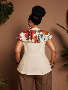Maweii Blusa de mujer con cuello en V y diseño retro - Multicolor - Ver 3