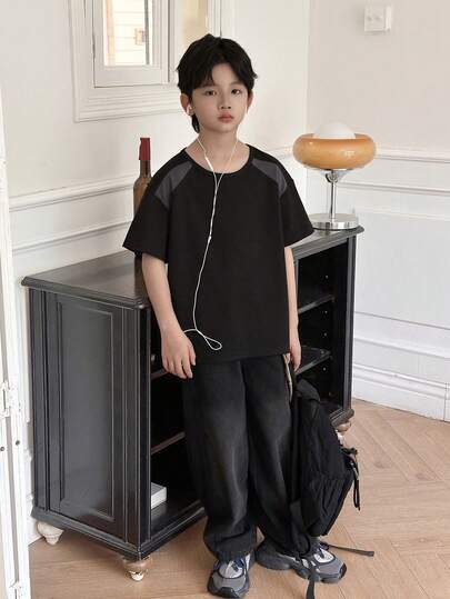 Dazy Kids 夏季设计感高端男童短袖T恤（加大码）