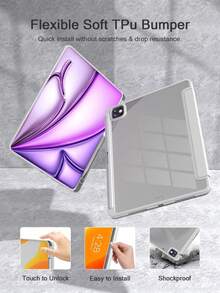 Ốp lưng dạng gập bằng da TPU tương thích với A16 (thế hệ 11/10), thế hệ 9/8/7 (10.2"), Air (10.9"), Pro (11"), Air (10.9"), Pro (12.9"), Màu xám - Màu Xám nhạt - Xem 6