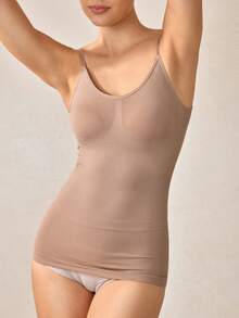 Veilyse Woman Seamless Shapewear Bodysuits Tops Sports Base Layer Top For Women Tummy Control Vest Scoop Neck Ribbed Body Suit Body Shaping Stretchy Chest Support Compression Underwear Basic T Shirt Tops Women Shapewear Slipsfor Summer - Apricot - View 6
