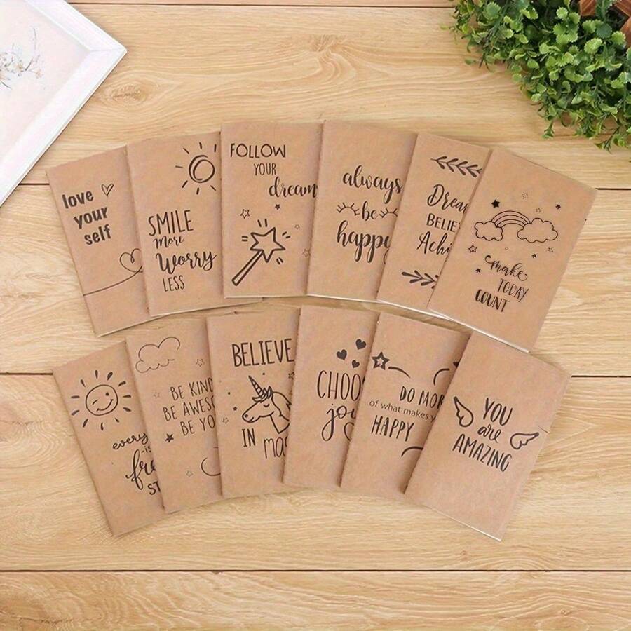 12 Piezas Mini Cuadernos con Citas Inspiradoras - Diarios de Autocuidado Orientados a la Acción para Reflexión Diaria, Relajación y Registro de Momentos Hermosos - Regalo Pensativo para Adultos en Días Festivos - 12. - Ver 1
