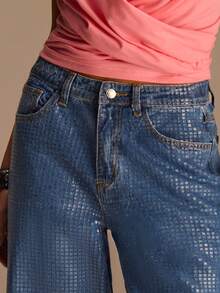 Athîral 女士休闲度假牛仔喇叭裤，春夏款 - 淺色水洗藍 - 查看 1