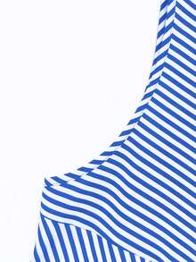 SHEIN Plus Size Striped Print Round Neck Sleeveless Dress - Royal Blue - View 4