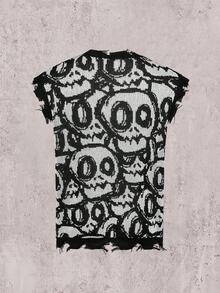 Áo tank top dệt kim không tay họa tiết đầu lâu ban nhạc punk rock phong cách mới Xuân/Hè của ANDREILEE dành cho nam - màu đen - Xem 2