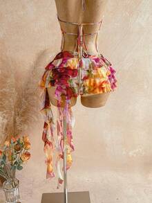 Soleia 女士荷叶边不对称下摆半身裙，时尚夏季 - 彩色 - 查看 9