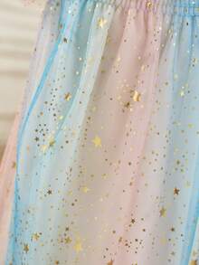 FernGlow 女童网纱星形图案闪光涂鸦梦幻渐变连衣裙，非常适合返校季、独立日、国旗日、万圣节、圣诞节、派对、生日、聚会、公主裙。 - 彩色 - 查看 5