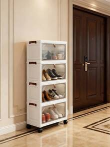 1 pieza Armario organizador plegable y multiusos de múltiples capas sin herramientas para dormitorio, sala de estar, dormitorio, ahorro de espacio en el hogar - transparente - Ver 7