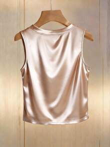 GlowEve CURVE Plus Size Women's Champagne Color Shiny Fabric Collar Pearl Round Neck Soft Fabric Blouse, Suitable For Graduation, Holidays, Valentine's Day, Music Festivals, Mother's Day, Halloween, Thanksgiving Top Dress Top Classy Top Pearl Top Pearl Top Women Women Elegant Outfits Pearl Blouse Classy Dresses For Ladies - Apricot - View 8
