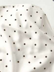 SHEIN Clasi 新品襯衫領女版上衣，蕾絲縫線短袖搭配荷葉邊飾邊與領結設計，對比色荷葉邊拼接，簡約休閒優雅通勤與茶會必備 Z65c7 碼女裝折扣 Yk2k 上衣 Zanzea 女款襯衫拉鍊上衣 白色與黑色波點夏季上衣 - 彩色 - 查看 5