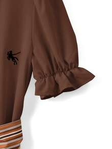GlowEve Đầm midi cardigan cổ chữ V tay cánh hoa màu vàng bơ thanh lịch, thoải mái dành cho nữ, thêu họa tiết, thích hợp cho mùa xuân/hè. - màu nâu - Xem 5