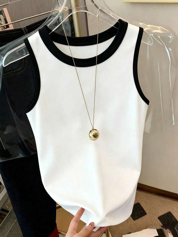 Resyla Women's Contrast Color Minimalist Sleeveless Tank Top