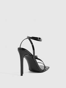 CUCCOO SZL Women's Black High-Heeled Block-Toe Strappy Sandals - Black - View 4