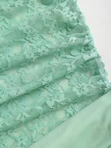 Sweetra Y2K Sexy Off-Shoulder Pleated Lace Patchwork Elegant Vacation Dress - Green - View 6