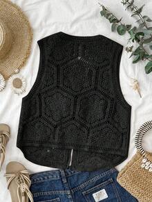 Travachic Women's Solid Color Tie Front Casual Versatile Lightweight Cardigan - Black - View 2
