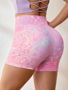 Rhythm Era Quần short tập luyện cạp cao ôm sát in họa tiết da báo nhiều màu sắc cỡ lớn hiệu Sovereign Charm, quần short tập luyện mùa hè, quần short biker nhuộm màu pastel, quần short biker nhiều màu sắc có túi, quần short tập luyện nhiều màu sắc dành cho nữ, quần short dự tiệc, quần short yoga có túi, quần short biker in họa tiết da báo pastel. - Hồng - Xem 3