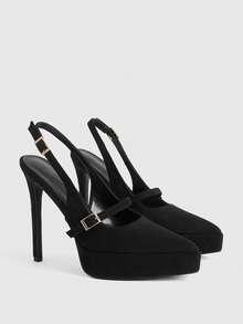 CUCCOO LuxiPop Women's High Heels, Holiday Atmosphere, Summer Wear, Travel Essentials - Black flannel - View 3
