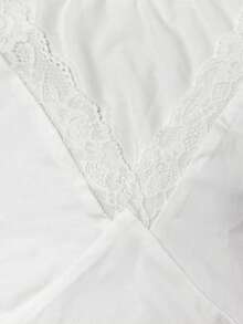 valorelle valorelle Áo tank top nữ dáng ôm, cổ chữ V, phối ren, kiểu dáng cơ bản, thích hợp mặc đi chơi mùa hè. - trắng - Xem 5
