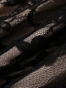 女士性感透视花卉蕾丝露背系带收腰连衣裙，夏季 - 黑色 - 查看 6