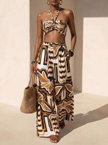 Zivah 春夏新款音乐节、复活节、圣帕特里克节、情人节、约会、西部风、游牧风、生日派对、毕业典礼、学院风、学生装、日常穿着、百搭基础款、休闲装、度假、邮轮旅行、海滩、日光浴、爆款、街头风、婚礼宾客、波西米亚风、通勤、早午餐、机场、派对、假日郊游、办公装、露背系带露脐印花上衣搭配阔腿口袋松紧腰裤套装 - 彩色 - 查看 11