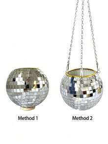 1pc Disco Ball Planter Suspended Mirror Spherical Plastic Flowerpot, Gardening Basket, Disco Flowerpot Festival Decoration Home Decor, Room Decor, Wall Decor Gifts Birthday Graduation - Silver - View 10