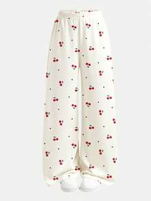 Bộ 2 món gồm áo thun và quần legging dệt kim in hình quả anh đào nhỏ dễ thương kiểu vintage dành cho bé gái tuổi teen, thích hợp mặc hàng ngày vào mùa hè. - Nhiều màu - Xem 7