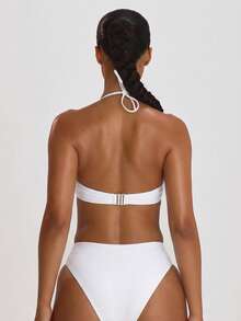 Musera Resort High Waist High Leg Cheeky Bikini Bottoms Swim Vacation Holiday Summer Travel Beachwear Basics Solid Colour Swimwear Resort Core - White - View 4