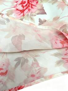 Chiffon Printed Patchwork Sleeveless Romantic Vacation Dress For Women - Pink - View 3