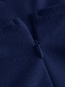 SHEIN MOD 加大码白色纯色束身胸衣吊带连衣裙 - 藏蓝色 - 查看 3