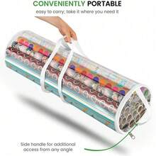 Transparent Gift Packaging Storage Bag, Holiday Paper Tube Storage Bag, PVC Packaging Paper Storage Bag With Zipper And Handle, Portable Tubular Container, Transparent Gift Packaging Storage Container, Large Capacity With Pocket, Foldable Packaging Paper Storage Rack - Black - View 7