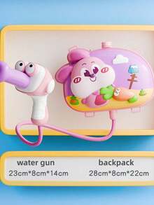 MINKOJA 1 pieza Mochila con pistola de agua con diseño de animal lindo, lanzador de agua para niños con correas ajustables, juguete de agua para exteriores de verano para niños y niñas, regalo de Pascua, regalo del Día del Niño, juguetes de piscina, juguetes para niños, juguetes de agua, pistolas de agua para niños - Multicolor - Ver 9