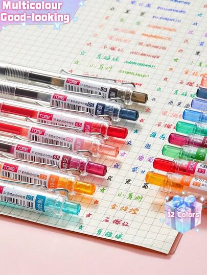 Set de 2/3/4/6/12 bolígrafos de gel de colores, tipo clic con Body transparente, tinta de secado rápido y colores frescos de 0.5 mm para dibujar, escribir a diario, oficina y estudiantes, regalo de vuelta a la escuela