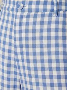 红粉格纹高腰阔腿裤，内侧纽扣和拉链闭合。女士套装，适合春季、夏季穿着，打造春日休闲造型，亦可作为度假装扮。 - 綠色 - 查看 6