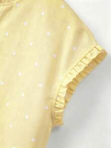 Franclia Blusa de mujer con cuello redondo, sin mangas, abotonada, con volantes y estampado de lunares vintage francés, versátil para el trabajo, el té de la tarde y el uso diario, suelta y casual - Amarillo claro - Ver 5