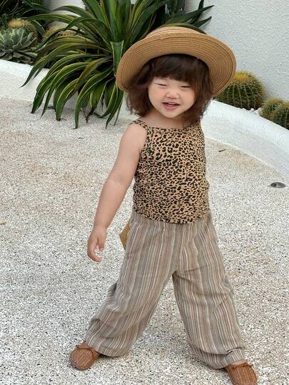 Dazy Kids Quần ống rộng in sọc cho bé gái