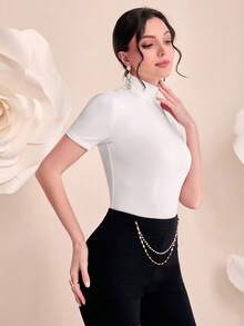 Modelyn Top gola alta sólido - Branco - Ver 6