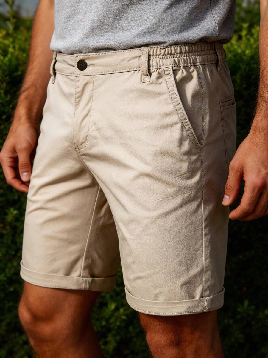 Manfinity Homme Pantalones cortos cargo de moda casual para hombre - Caqui - Ver 1